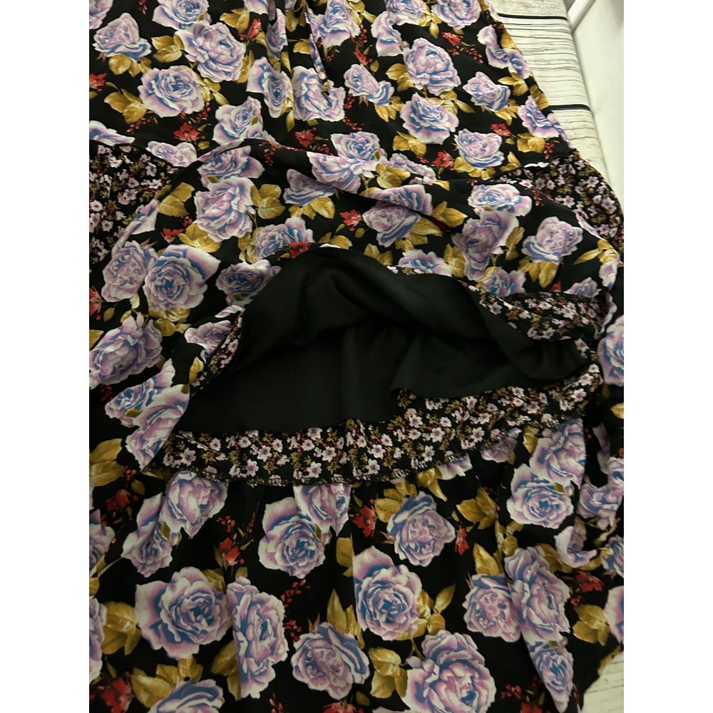 Ember Floral Tiered Maxi Skirt XL Black Purple Mixed Print Boho Cottagecore - Picture 4 of 8
